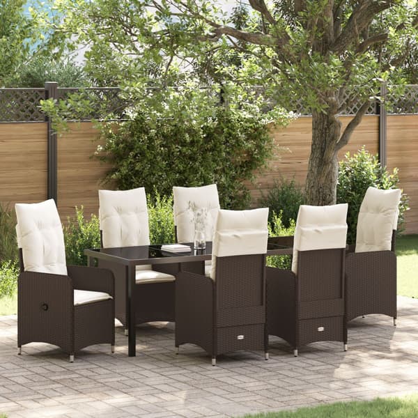 Trädgårdsmöbelset 7 pcs Brun konstrotting