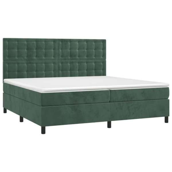 Ramsäng med madrass mörkgrön 200x200 cm sammet