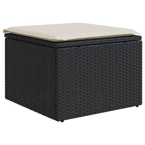 Loungegrupp med dynor 6 delar svart konstrotting