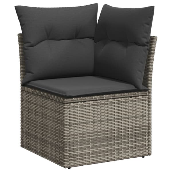 Trädgårdsoffset med lagring 6 pcs Grå Poly rattan