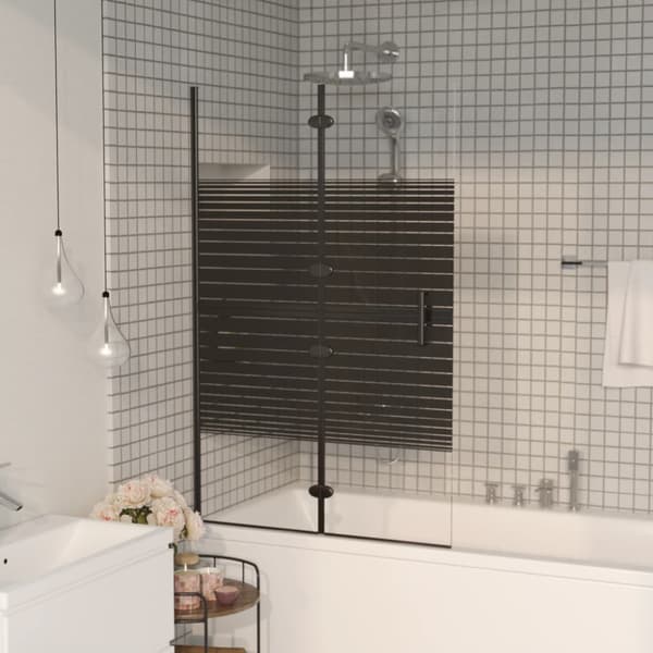 Duschvägg fällbar ESG 80x140 cm svart