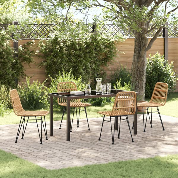 Trädgårdsmöbelset 5 pcs Brun Pulverlackerat stål