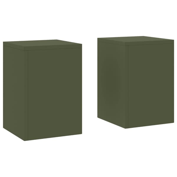 Växtställ 2 pcs Olivgrön 24 x 24 x 35 cm Stål