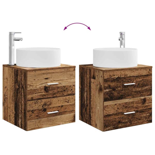 Badrumsmöbelset 2 pcs Gammalt trä Konstruerat trä