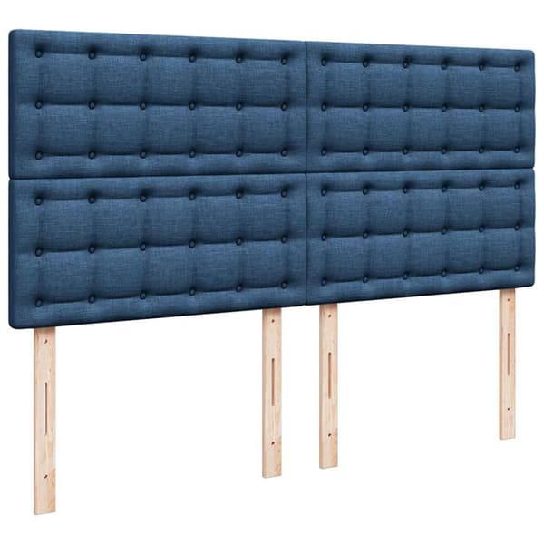 Ramsäng med madrass blå 200x200 cm tyg