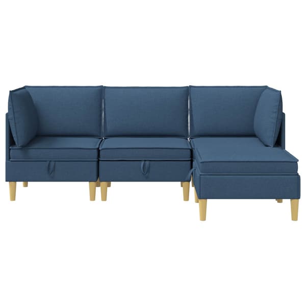 Möbelset för vardagsrummet med kudde med lagring 4 pcs Blå Tyg