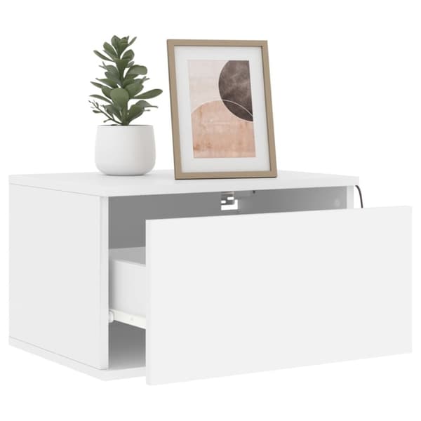 Väggmonterade sängbord med LED-lampor 2 st vit