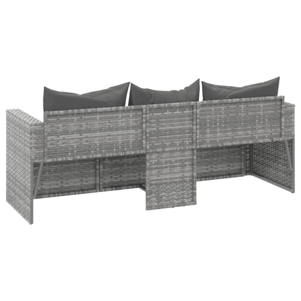 Loungesoffa 3-sits med dynor grå konstrotting