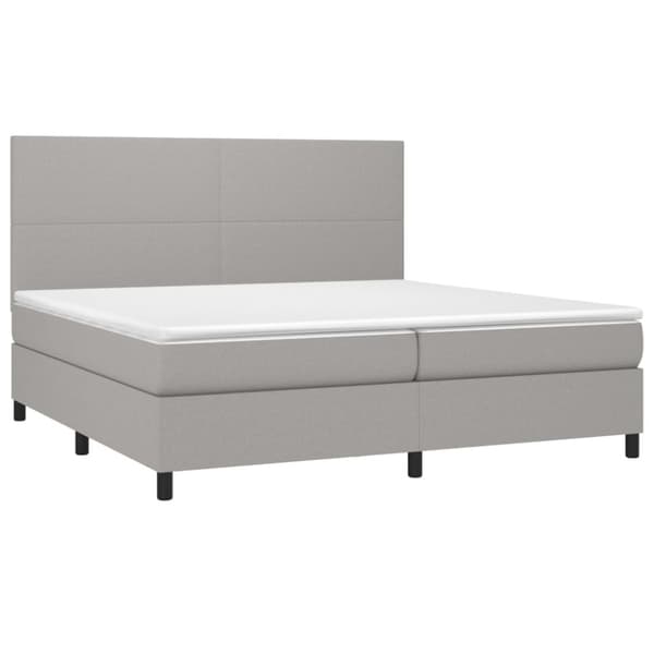 Ramsäng med madrass ljusgrå 200x200 cm tyg