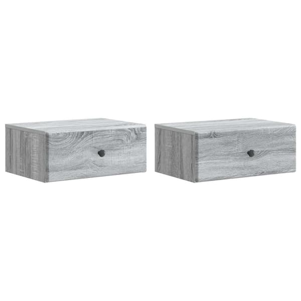Väggmonterat Sängbord 2 pcs Grå sonoma-ek 49 x 34,5 x 20 cm