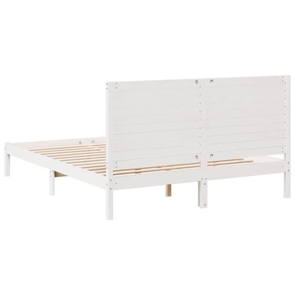 Sängram utan madrass extra lång vit 140x220 cm massivt trä