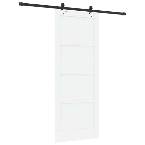 Skjutdörr 83 x 211 cm Konstruerat trä Vit och svart