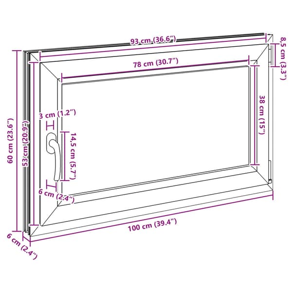 Källarfönster RISOR Antracit 100 x 60 cm PVC och glas