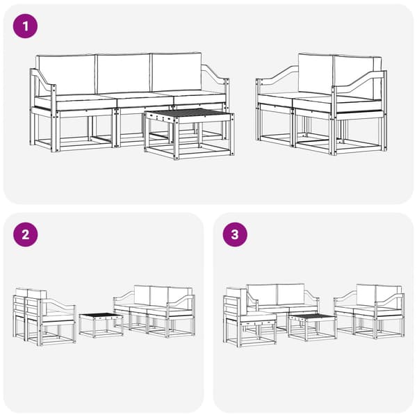 Utomhussoffset med kudde 6 pcs Naturlig och Grädde