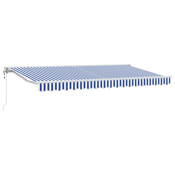 Markisram Blå och Vit 350 x 200 cm Polyester med PU-beläggning