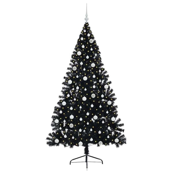 Konstgjord Förbelyst Julgran Svart 210 cm PVC