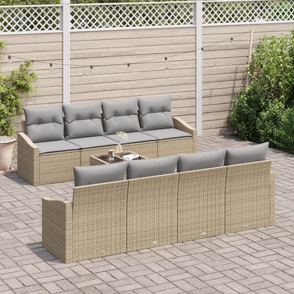 Soffset med kudde med lagring 7 pcs Beige och Grå konstrotting