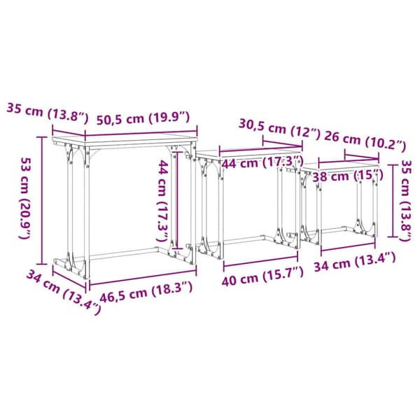 Nesting Kaffe Bord 3 pcs Svart ek Konstruerat trä