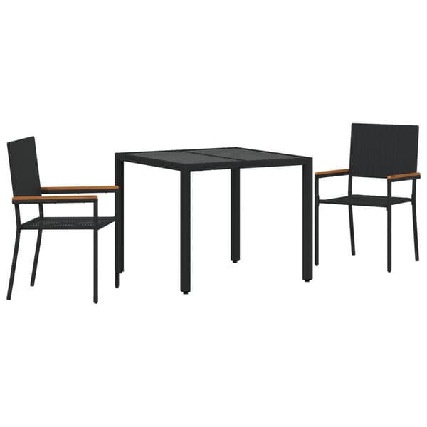 Trädgårdsmöbelset 3 pcs Svart konstrotting