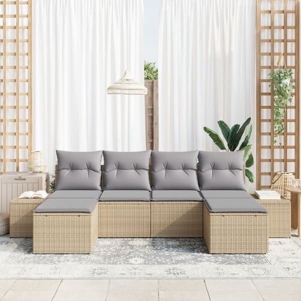 Trädgårdsoffset med kudde 4 pcs Beige och Ljusgrå konstrotting