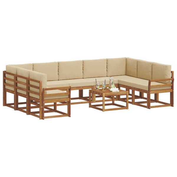 Utomhussoffset med kudde 10 pcs Naturlig och Beige