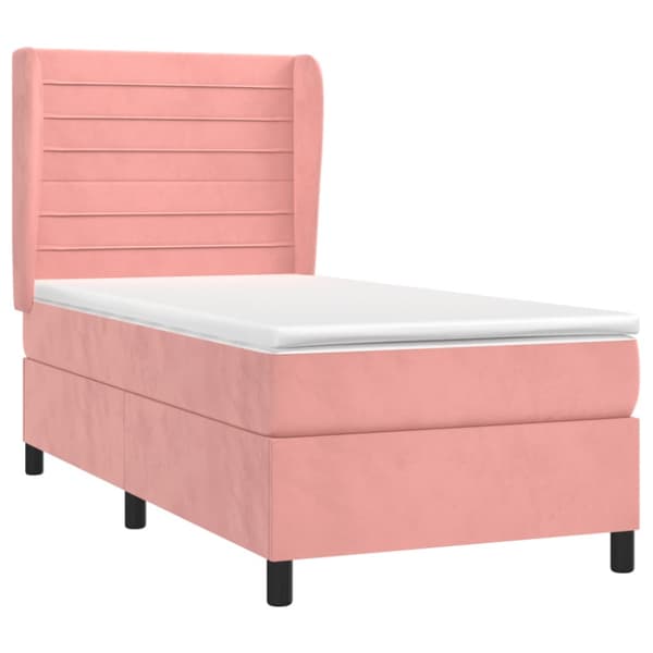 Ramsäng med madrass rosa 90x190 cm sammet