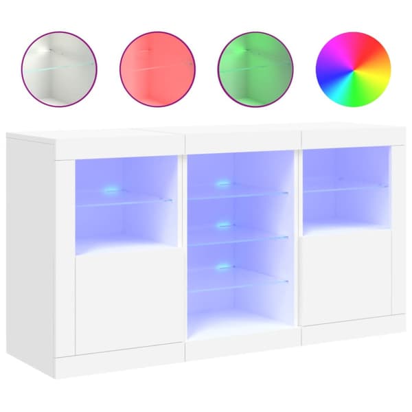 Skänk med LED-belysning vit 123x37x67 cm