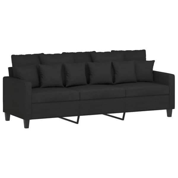 3-sitssoffa svart 180 cm tyg