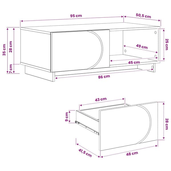 Kaffeebord Vit 95 x 50,5 x 35 cm Konstruerat trä
