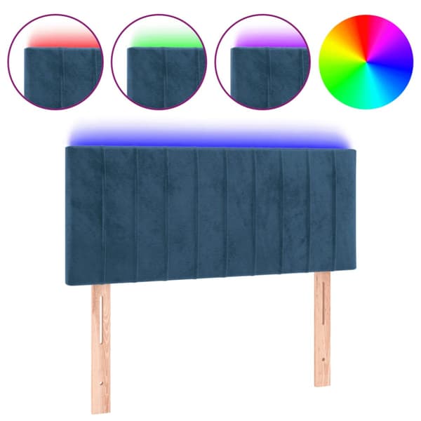Sänggavel LED mörkblå 90x5x78/88 cm sammet