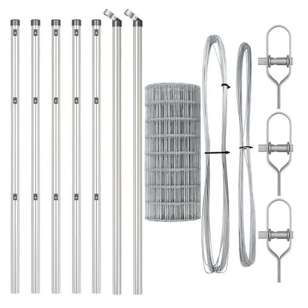Stängsel med stolpe Stål och PVC Silver