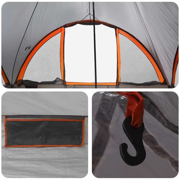 Tipi Tält med tak Grå och orange 6 personer Polyester och Stål