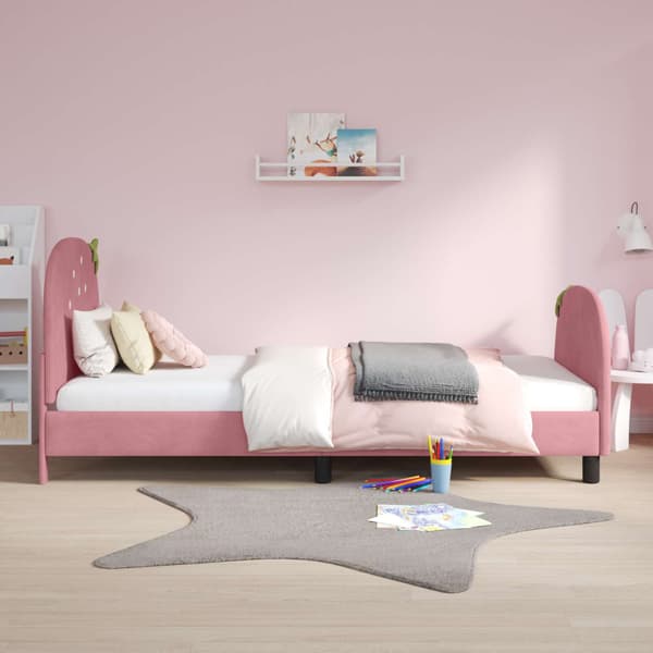 Barnsängram med sänggavel Rosa 90 x 190 cm Sammet