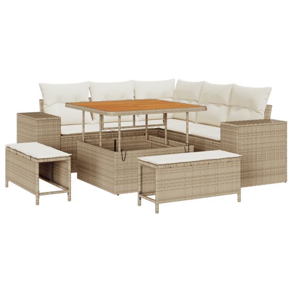 Trädgårdsoffset 8 pcs Beige och gräddfärgad konstrotting