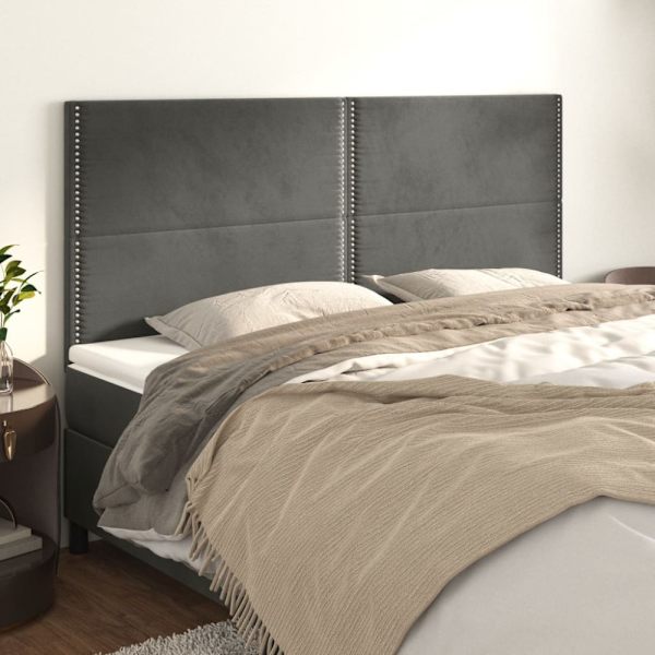 Sänggavel mörkgrå 180x5x118/128 cm sammet