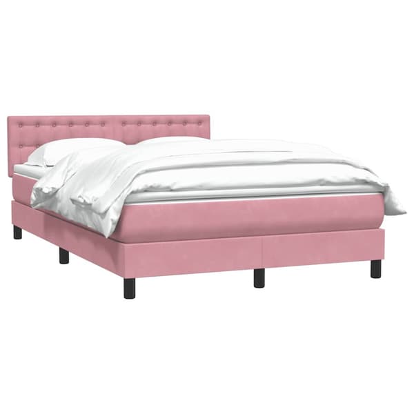 Ramsäng med madrass rosa 160x210 cm sammet