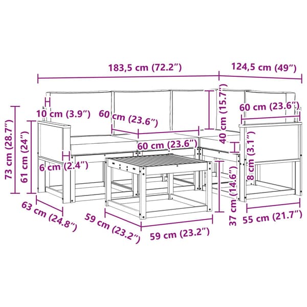 Utomhussoffset med kudde 5 pcs Naturlig och Grädde Polyester