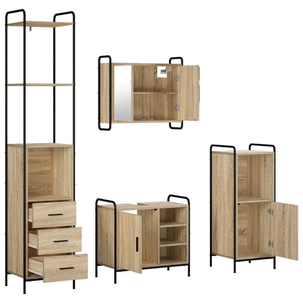Badrumsskåpsset 4 st Sonoma-ek 40 x 36 x 200,5 cm