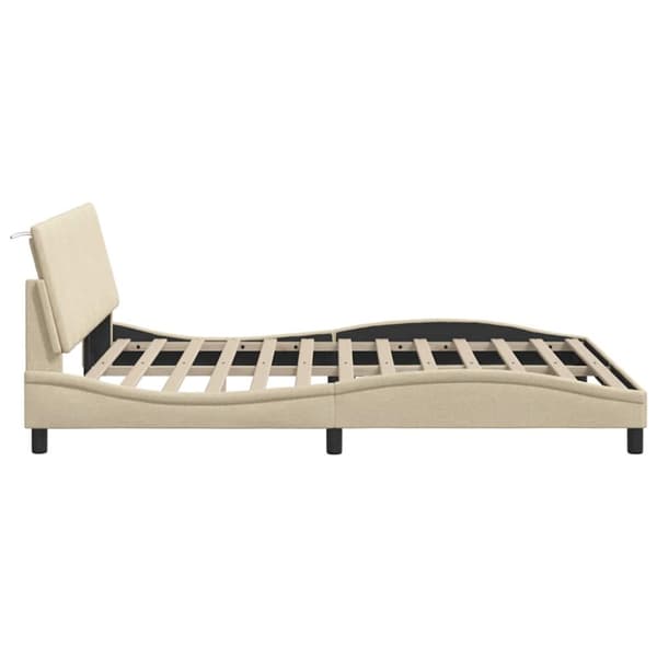 Bed Frame without Mattress "Hanko" Cream 160x200 cm Fabric