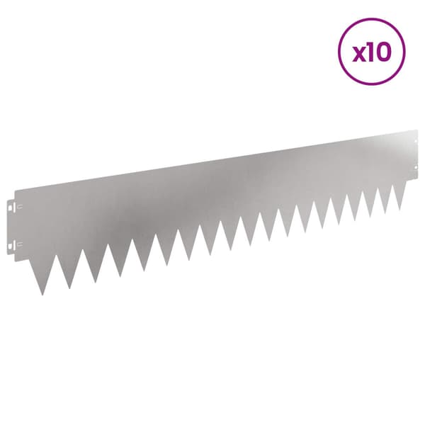 Kant för gräsmatta 10 pcs 103 x 20 cm metall Silver