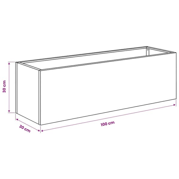 Trädgårdsplanterare 2 st Silver 100 x 30 x 30 cm