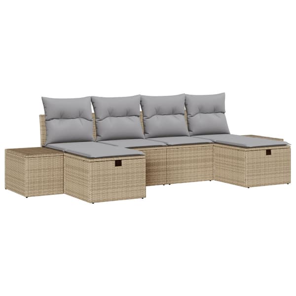 Trädgårdsoffset 6 st Beige konstrotting