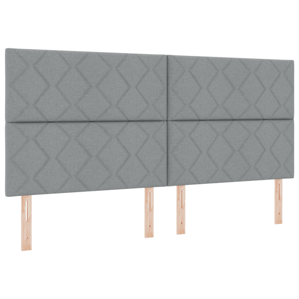LED Box Säng med huvudgavel Ljusgrå 200 x 200 cm tyg