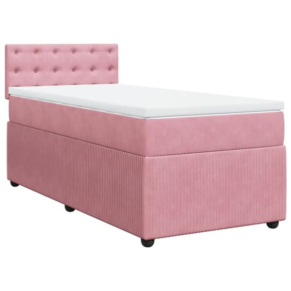 Ramsäng med madrass rosa 100x200 cm sammet