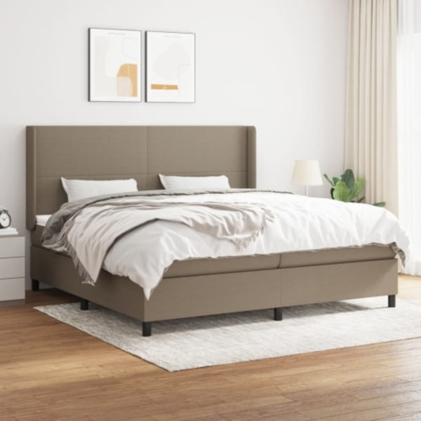 Ramsäng med madrass taupe 200x200 cm tyg