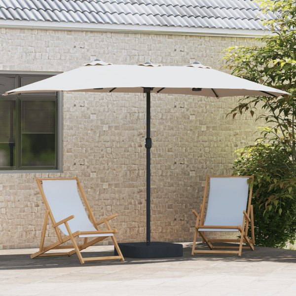 Trädgårdsparasol Sand 385 x 209 x 244 cm Polyester och Stål