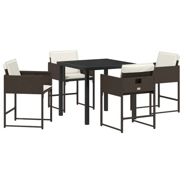 Trädgårdsmöbelset 5 pcs Brun konstrotting