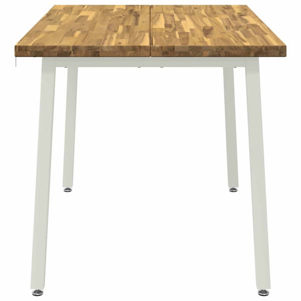 120 x 80 x 75 cm Massivt Akaciaträ Vit Rektangulär