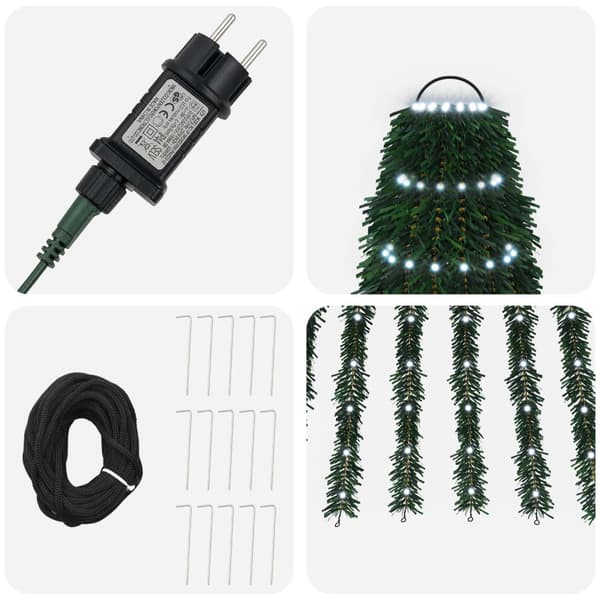 LED Julgran 220 cm 460 LED-lampor Kallvit Stål Grön
