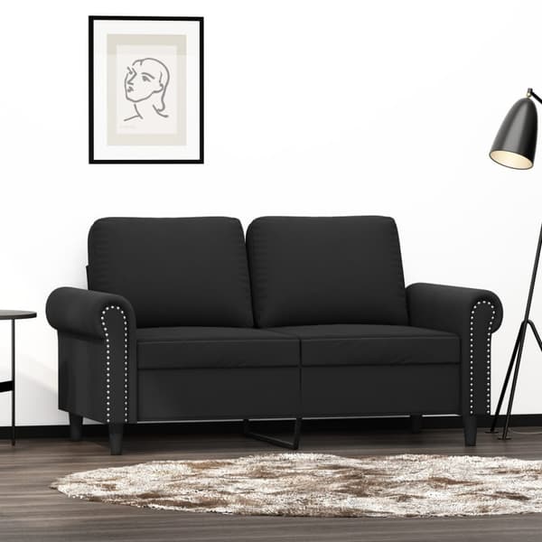 2-sitssoffa ljusgrå Svart 120 cm sammet